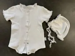 ベビー ロンパース ボンネット セット ホワイト レース