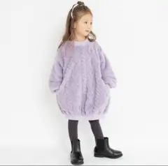 ブランシェス　ラベンダー ケーブル編み風 ワンピース 90cm