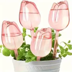 【4個セット】自動給水器 チューリップ型 観葉植物 水やり器 給水ボトル 透明のサムネイル