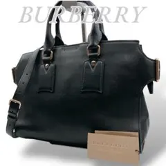 BURBERRY✨バーバリー　ブラック ショルダーバッグ　2ウェイ　レザー　本革