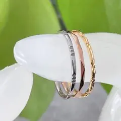 3色セットリング デザインカット＊ピンキーリング＊ステンレスリング＊細身＊華奢