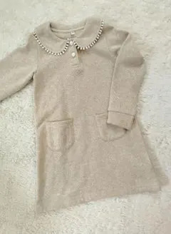 裏起毛　ベージュ ポケット付き ワンピース　130ｃｍ