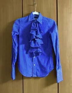 極美品/一点物】ラルフローレン フリル スタンドカラーシャツ 