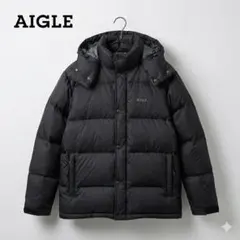 美品 AIGLE エーグル ダウンジャケット フード付き ブラック Sサイズ
