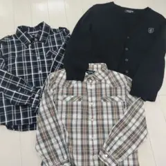 COMME CA ISM チェック柄シャツ　カーディガン