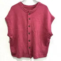 ウール100% NARU ナル ワイド ニットベスト F ピンク 日本製