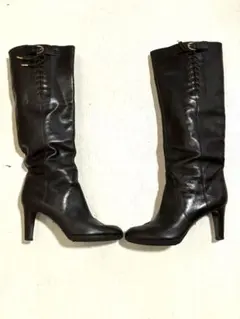 セルジオロッシ　37 1/2 レザーロングブーツ 焦茶