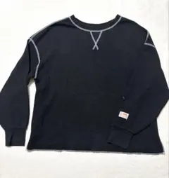 JaVa ワッフルプルオーバー ブラック 長袖 ロングTシャツ