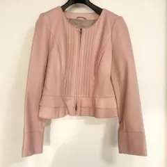 アナイ ANAYI 羊革 レザージャケット ノーカラー【色褪せ有り】