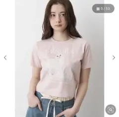 CALNAMUR 猫プリント 半袖　Tシャツ ホワイト　ショート丈のサムネイル