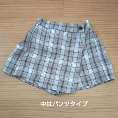 ピンクベージュ系チェックラップスカート