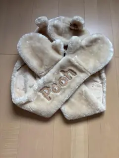 プーさん ディズニー マフラー フードつき キャップ ファンキャップ 帽子 手袋