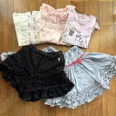 140cm 全てメゾピアノキッズ服 トップスとスカート5点セット　まとめ売り