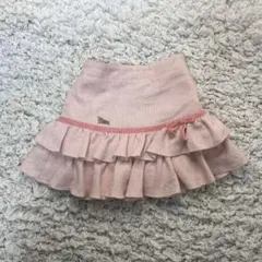 mezzo pianoメゾピアノピンクラメ2段フリルツイードスカート
