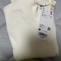 UNIQLO リブハイネックT 01 オフホワイト