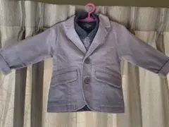 グレー ブレザータイプジャケット グレー千鳥柄ネクタイ付きシャツ