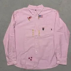 CALEE 刺繍　長袖シャツ　シャツ　PINK XL