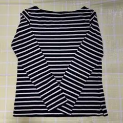 美品　UNIQLO 綿100% 白黒ボーダーシャツ☆Sサイズ