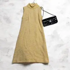 ＊ツイードワンピース＊【F】春　ハイネック　ロング