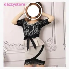 【dazzystore】キャバドレス/Lサイズ/ペプラム/レース/フリル