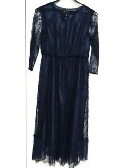 LA MAISON ラ メゾン レース ロングワンピース ネイビー