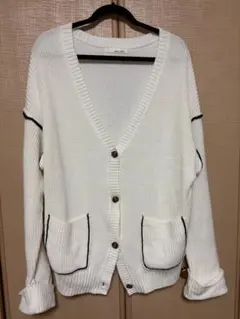 ホワイト Vネック ニットカーディガン サイズFree mysty woman