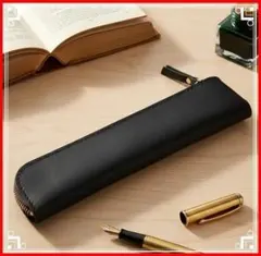 本革ペンケース　レザーペンケース　筆箱　ブラック　高級感　ヴィンテージ風