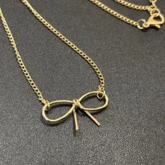 リボン　モチーフ　ゴールド　チェーン　ネックレス　大人かわいい♡