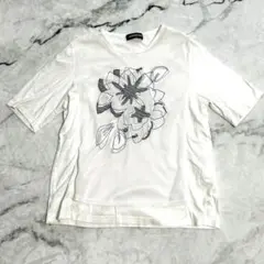 カンサイビス Tシャツ カットソー 半袖 花柄 メッシュ 綿100 日本製 Lのサムネイル