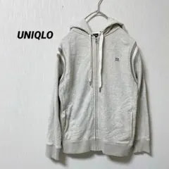 ユニクロ　グレー　フルジップ　スウェット　パーカー　フード　XL