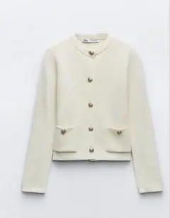 ZARA ゴールドボタンニットカーディガン M