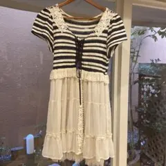 axes femme ストライプ 半袖ミニワンピース
