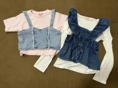 デニムフリルレイヤードトップス 150 チュニック Tシャツ 4枚セット❣️のサムネイル