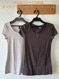 H&M（DIVIDE）半袖Tシャツ 2枚セット ダークブラウン•サンドベージュ