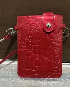 スマホショルダーバッグ　マルチショルダー　ミニバッグ　赤 花柄