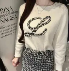 Lumignon L holiday tweed knit ブラック