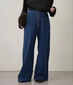 スウェットデニムフレアパンツ　Omekashiのサムネイル