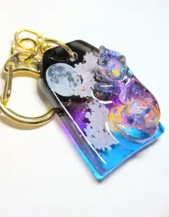 レジンチャーム　猫と桜と月☆