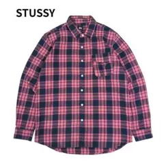 STUSSY ネルシャツ 長袖 チェック ロゴ 総柄 Mのサムネイル