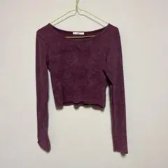 SLY パープル クロップド長袖トップス