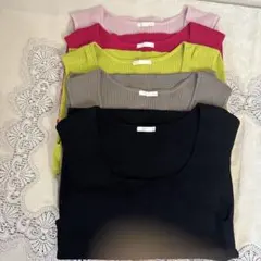 GU リブ編みノースリーブタンクトップ3色セット