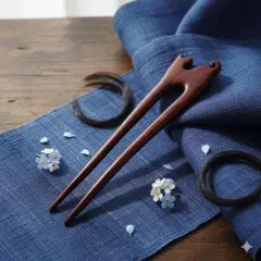 かんざし　ねこ　猫　ネコ　木製　紫檀　着物　和服　レトロ　アンティーク　1206