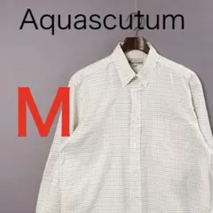 H3587◾️アクアスキュータム　長袖チェック柄　ボタンダウン　シャツ