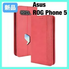 Asus ROG Phone 5 ケース 手帳型 シンプル カバー レッドのサムネイル