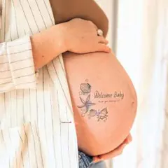 マタニティフォト ペイント シール ハワイ 海 妊婦