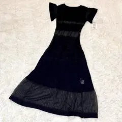 セルフォード レイヤードフラワーレースワンピース 36 ブラック