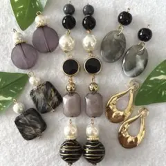 #038 ハンドメイドピアス　イヤリング　７点セット