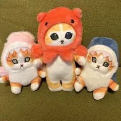 タコ、サメのかぶりものネコのぬいぐるみ　キーホルダー　3点セット