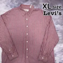 Levi’s　カジュアルシャツ　長袖　XL　ストライプ　レッド　赤　USA古着