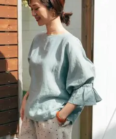 美品　ドアーズ　DOORS キャンディースリーブプルオーバー　ミント　リネン